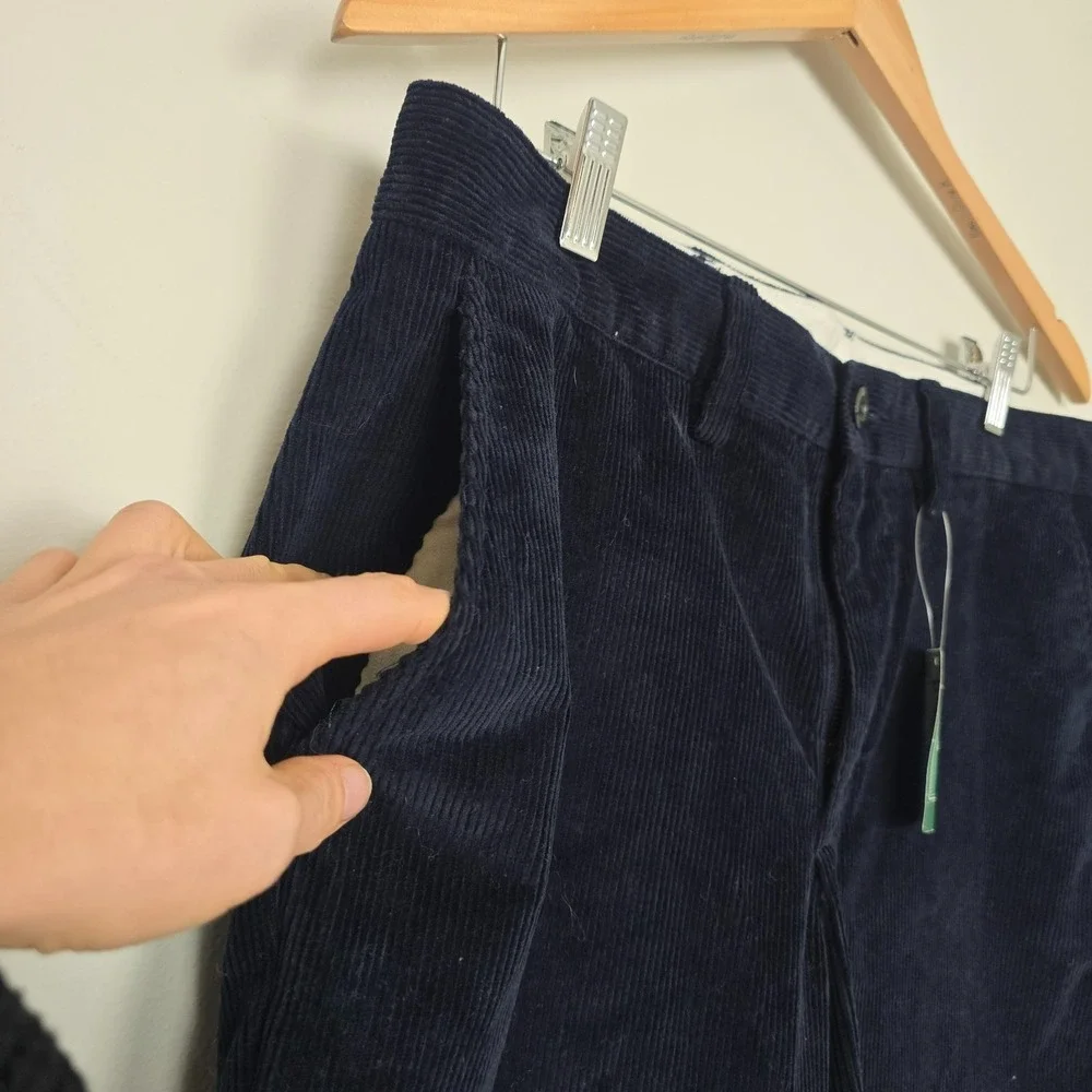 NWT LL Bean Mens Country Stretch Corduroy Pants Sz 35x30 Blue Preppy Classic